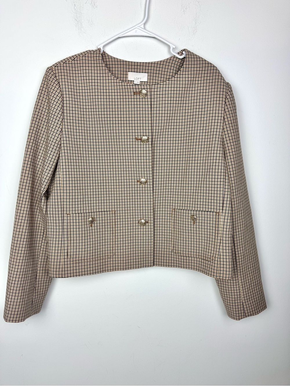 LOFT Checkered Blazer Jacket Size XL Fall Colors NEW